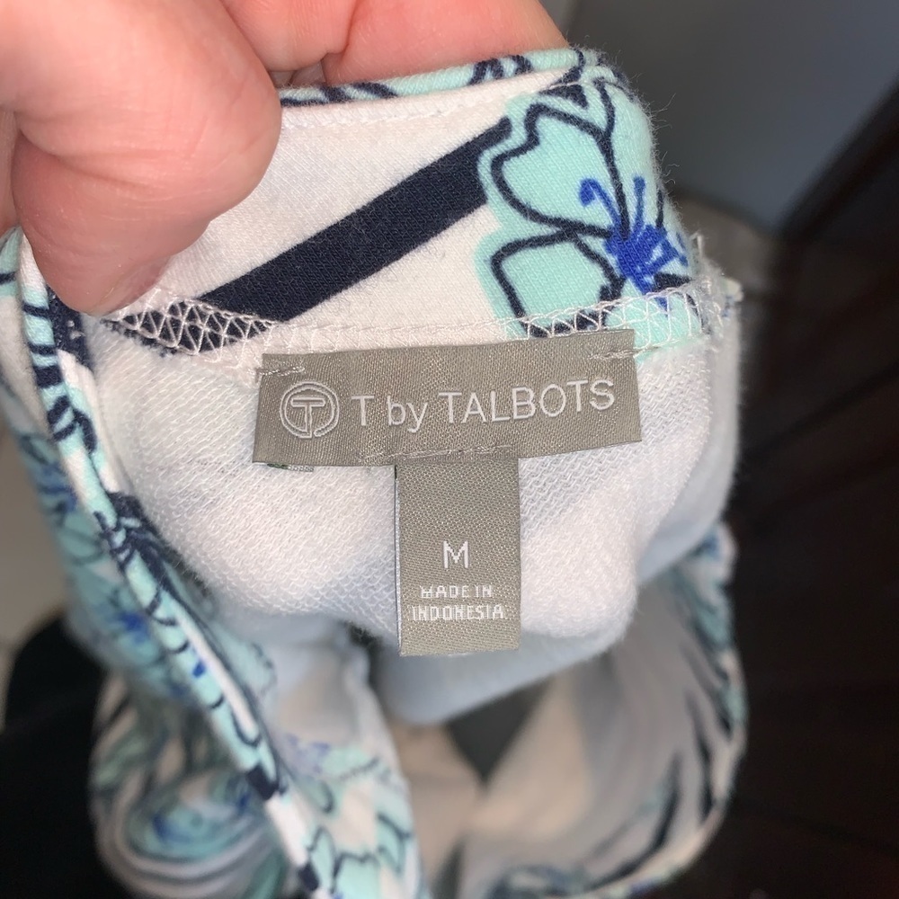 T by Talbots Women's Floral Stripe Top Medium Like New 3/4 Sleeve Pullover - Picture 3 of 5